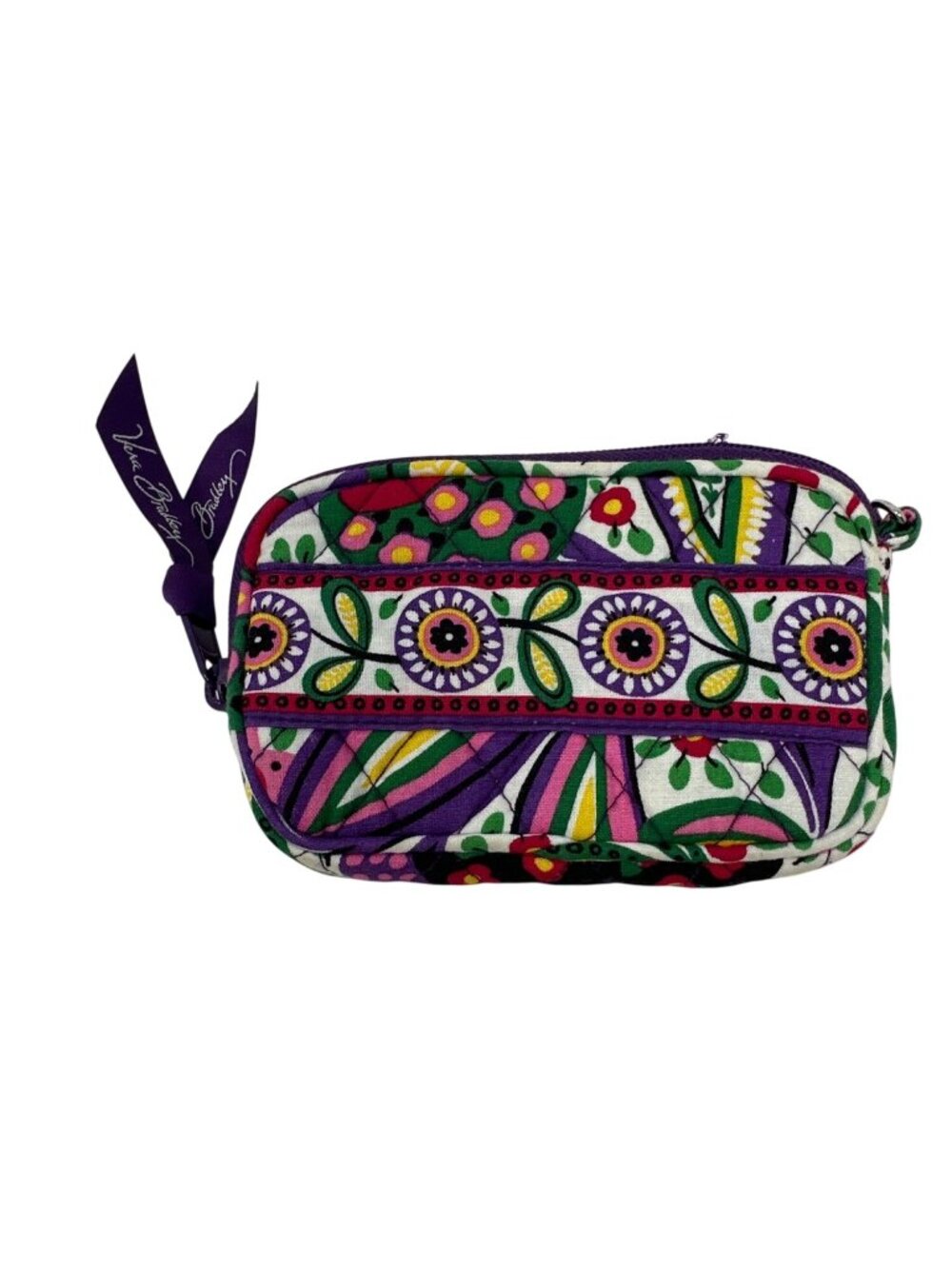 Vera Bradley Floral Quilted Wristlet With Zipper Closure